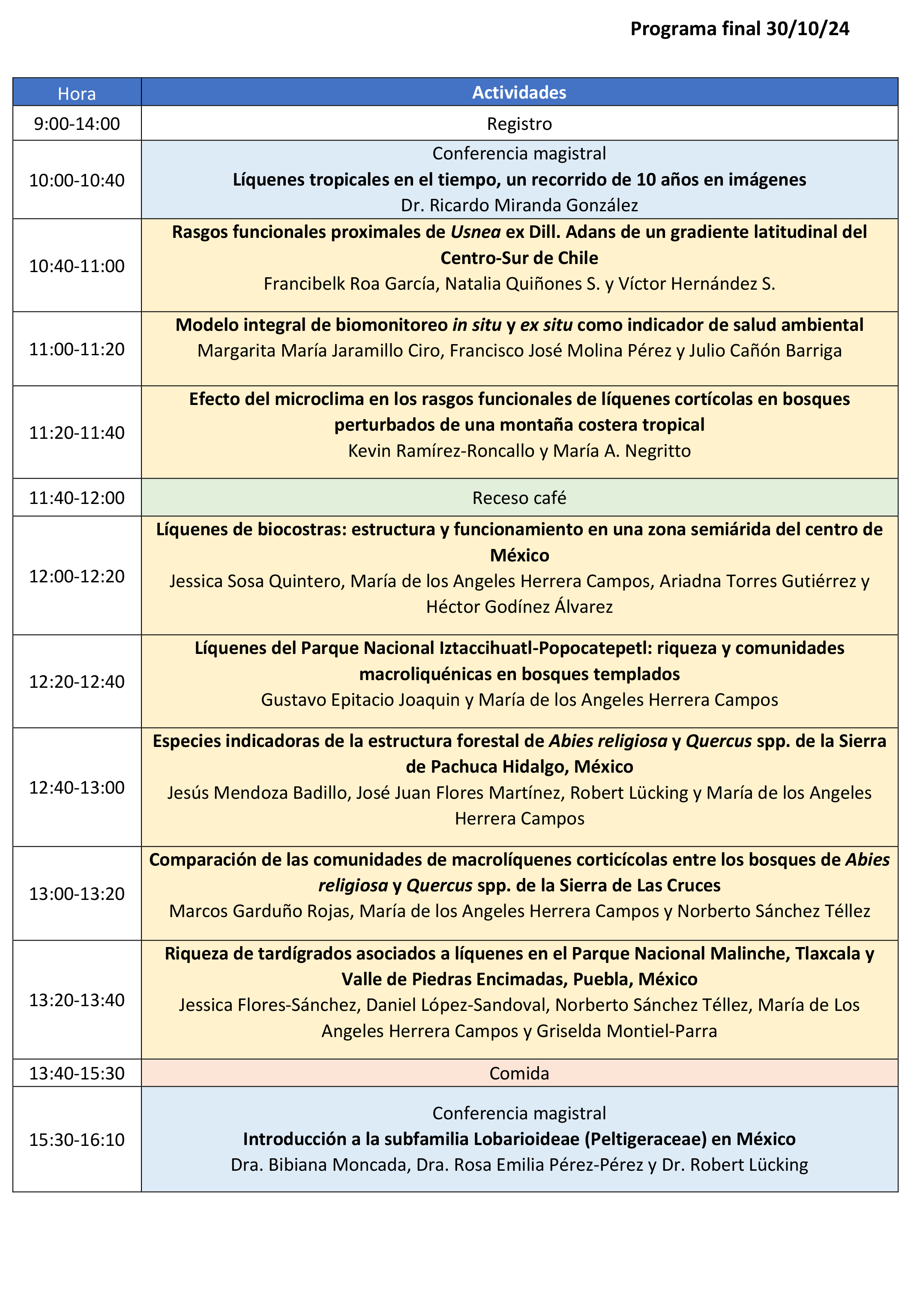 Programación miércoles 30:  - 